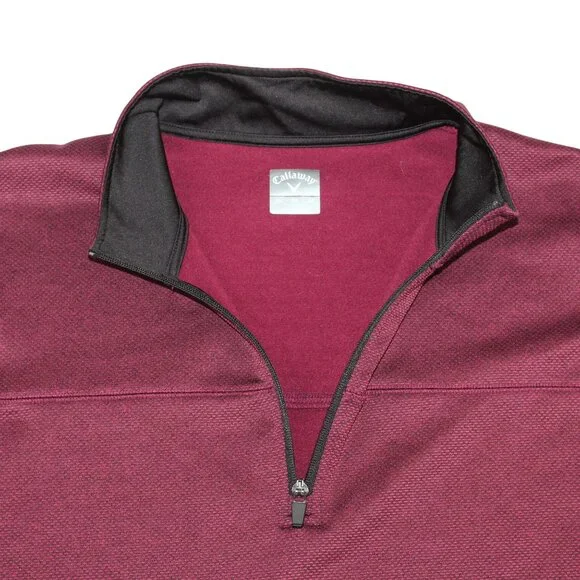 Callaway Golf Mens XL 1/4 Zip Maroon Pullover Side Pocket Jacket Athleisure Wear - Picture 4 of 9